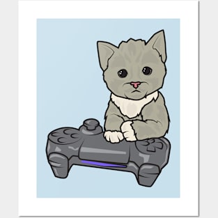 Cat And Joystick Posters and Art